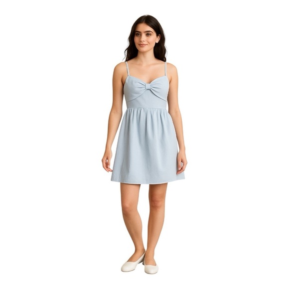 First Love by Lovetlh Light Blue Bow Front Dress – Size Small & Large - Picture 1 of 9